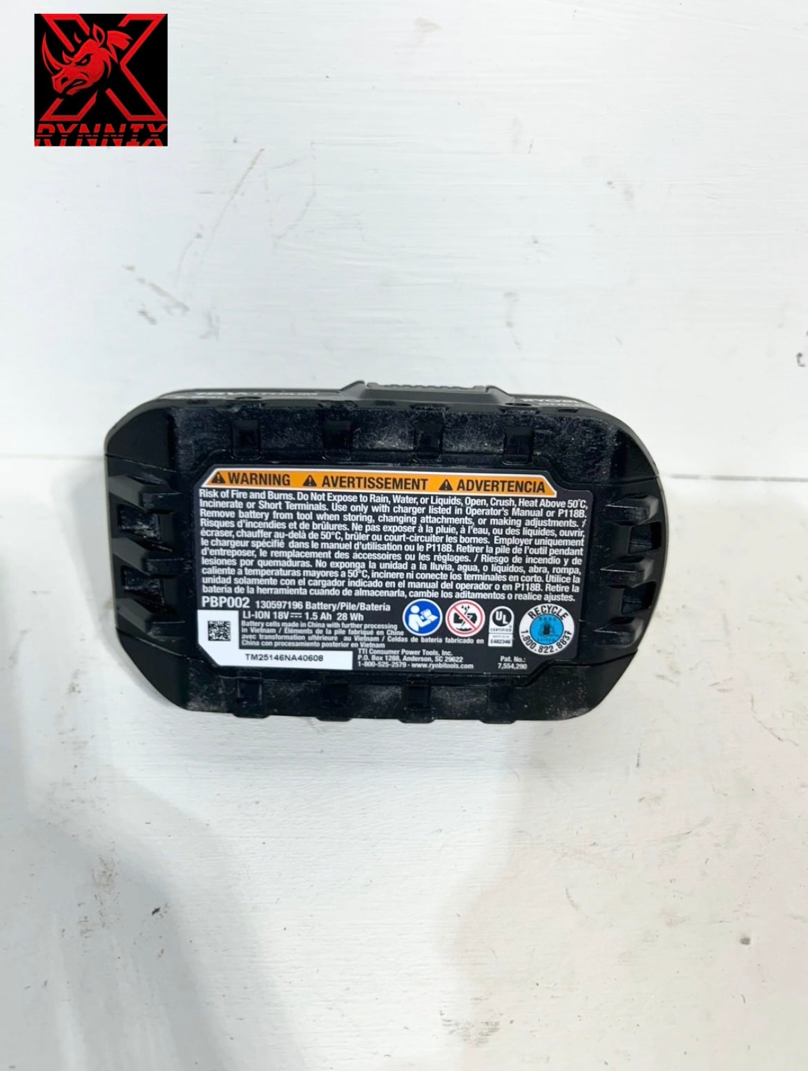 (Defective) Ryobi ONE+ 18V Lithium-Ion 1.5 Ah Battery (01- 002233 ) TZ