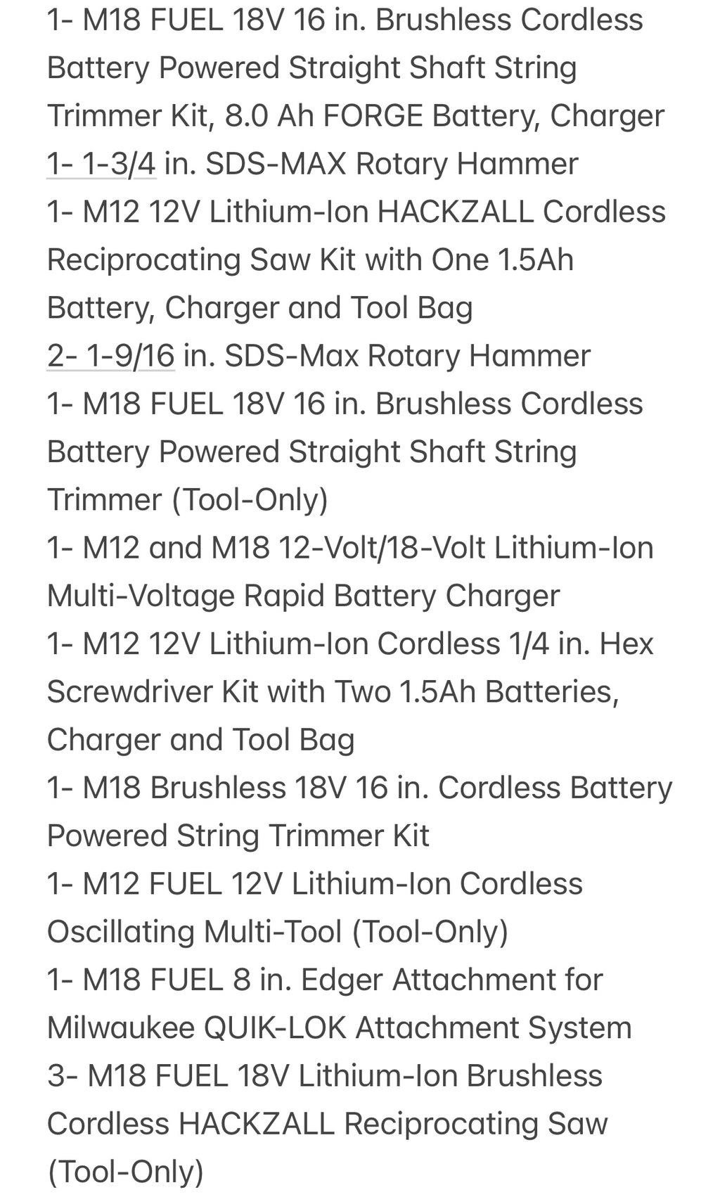 (As-IS) Milwaukee Tool Pallet (Home Depot Untested Returns) TZ