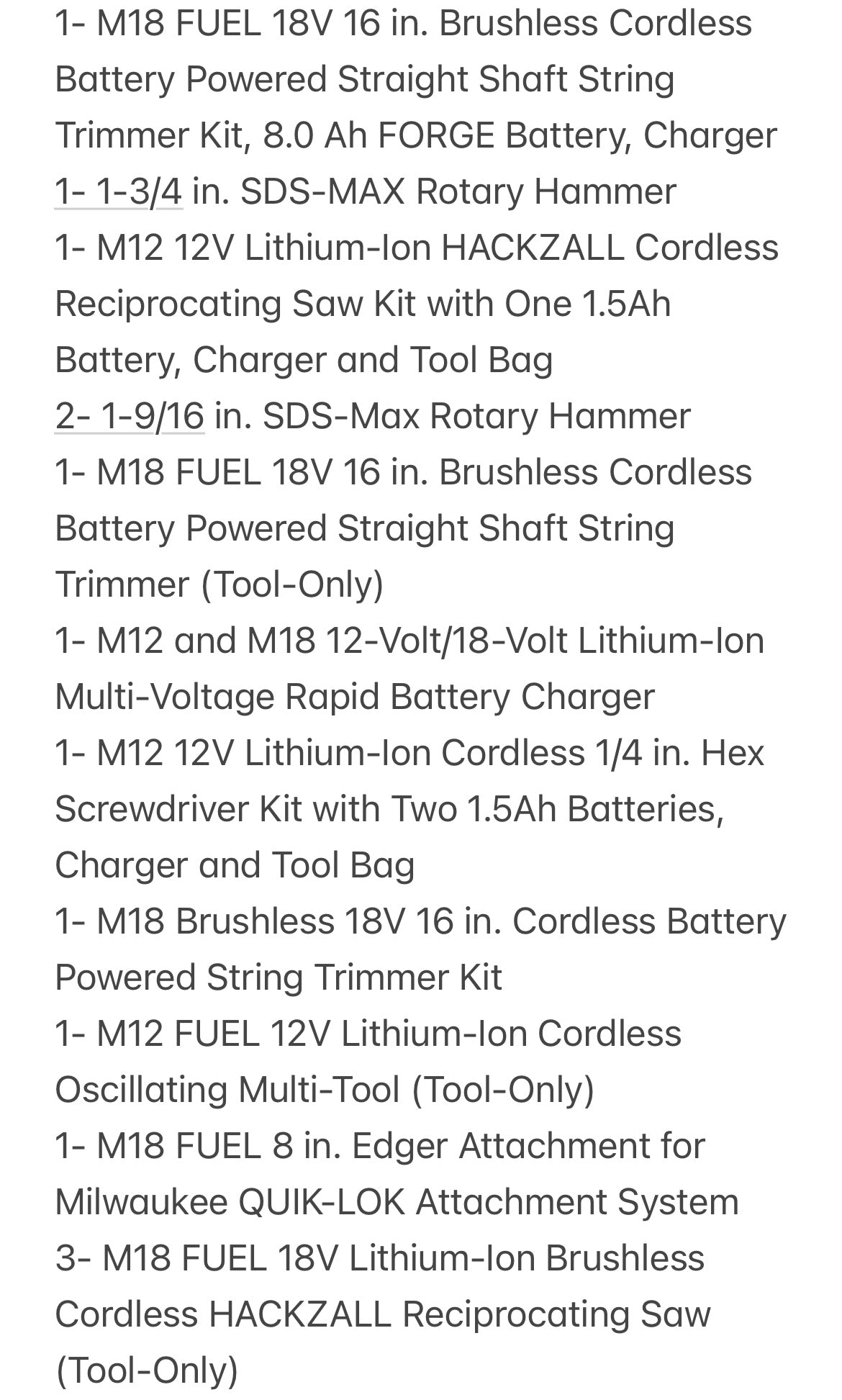 (As-IS) Milwaukee Tool Pallet (Home Depot Untested Returns) TZ