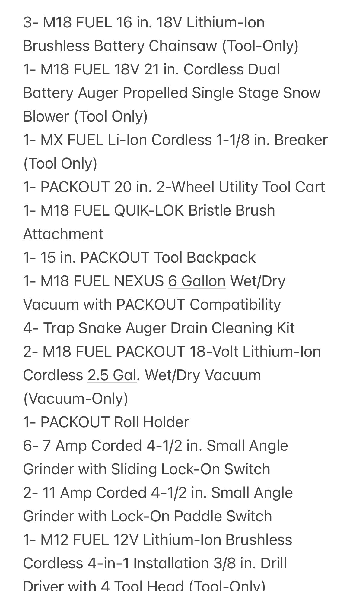 (As-IS) Milwaukee Tool Pallet (Home Depot Untested Returns) TZ